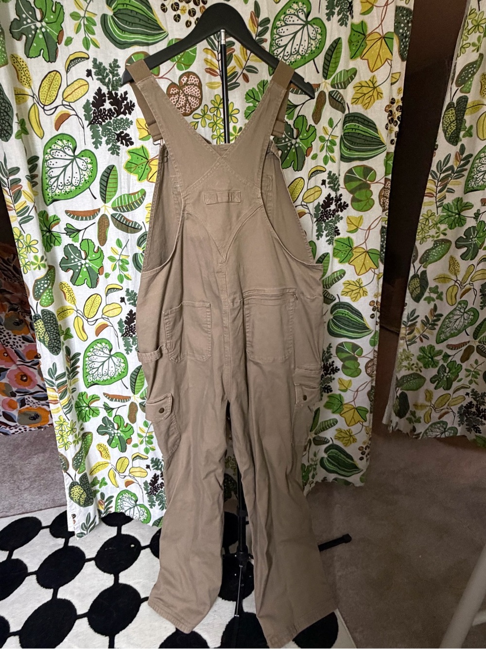 Duluth Trading Co XXL x 31 Khaki Cargo Bib Overalls Workwear Carpenter - Picture 2 of 7
